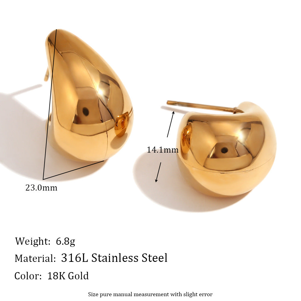 Orecchini da donna in acciaio inossidabile placcato oro 18K, design a mezzaluna vuota, ispirazione geometrica francese vintage