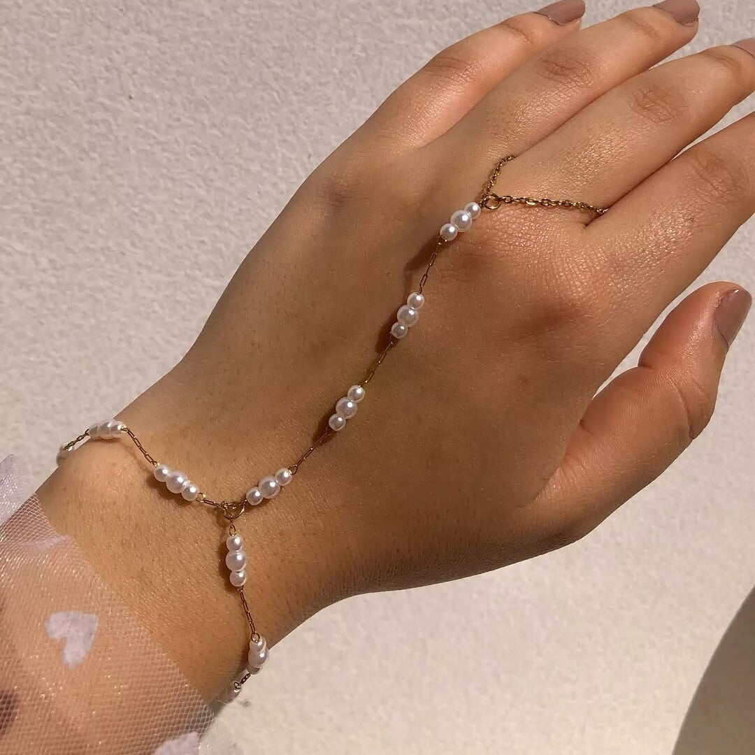 Pulsera apilable de doble capa de acero inoxidable geométrico con baño de oro de 18 quilates para mujer