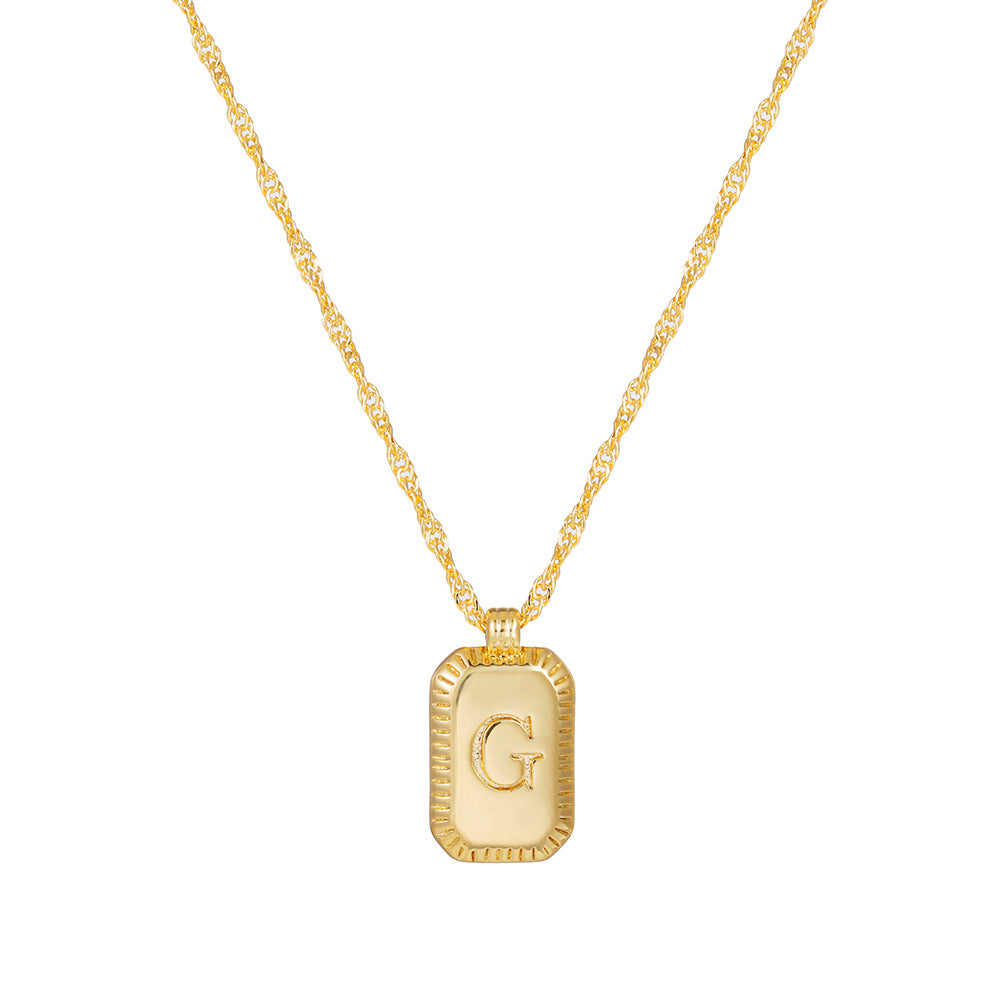 Sweet Gold Plated Brass Letter Geometric Titanium Steel Pendant Necklace for Women