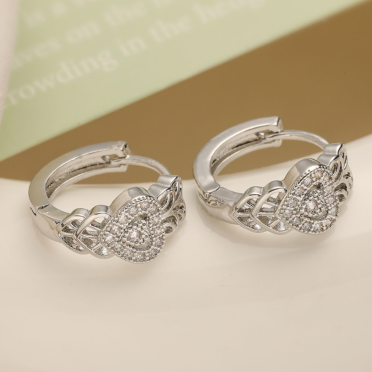 Vintage Geometric Irregular Zirconia Inlaid Copper Earrings for Women with 18K Gold Plating