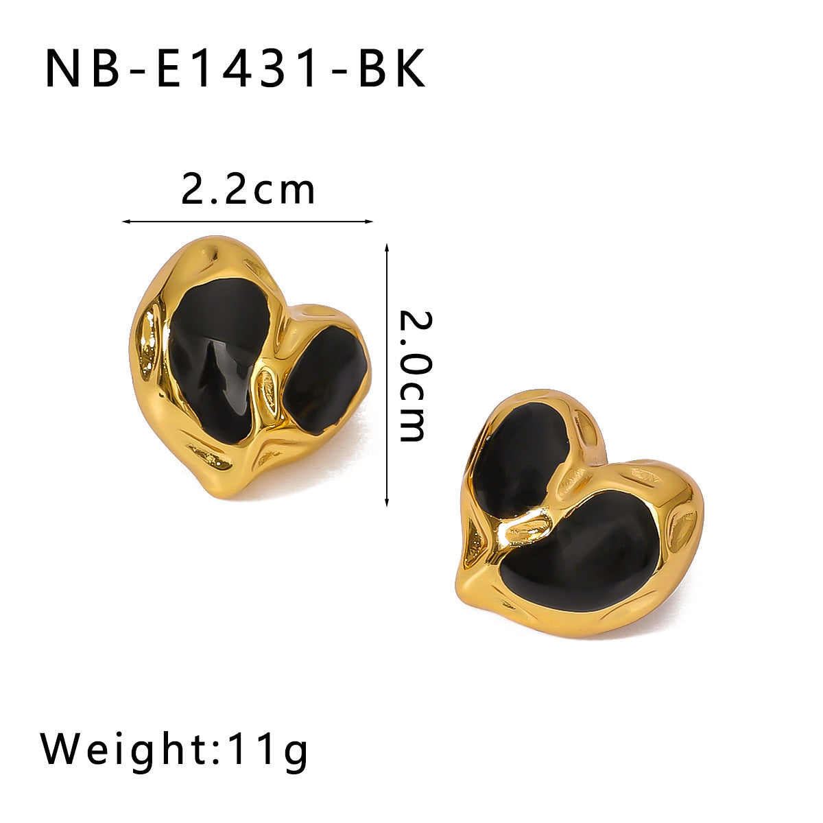 Minimalist Heart-Shaped Stainless Steel Earrings with 18K Vacuum Plating for Women