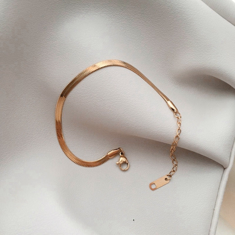 Minimalist Geometric Titanium Steel Anklet for Women with Snake Chain Style