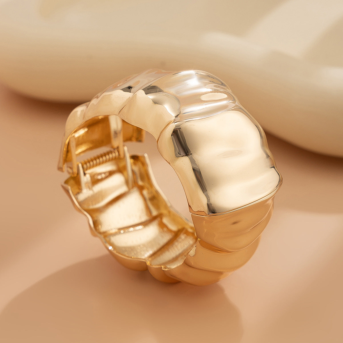 Vintage Irregular Pleated Zinc Alloy Plated Open Cuff Bracelet Set