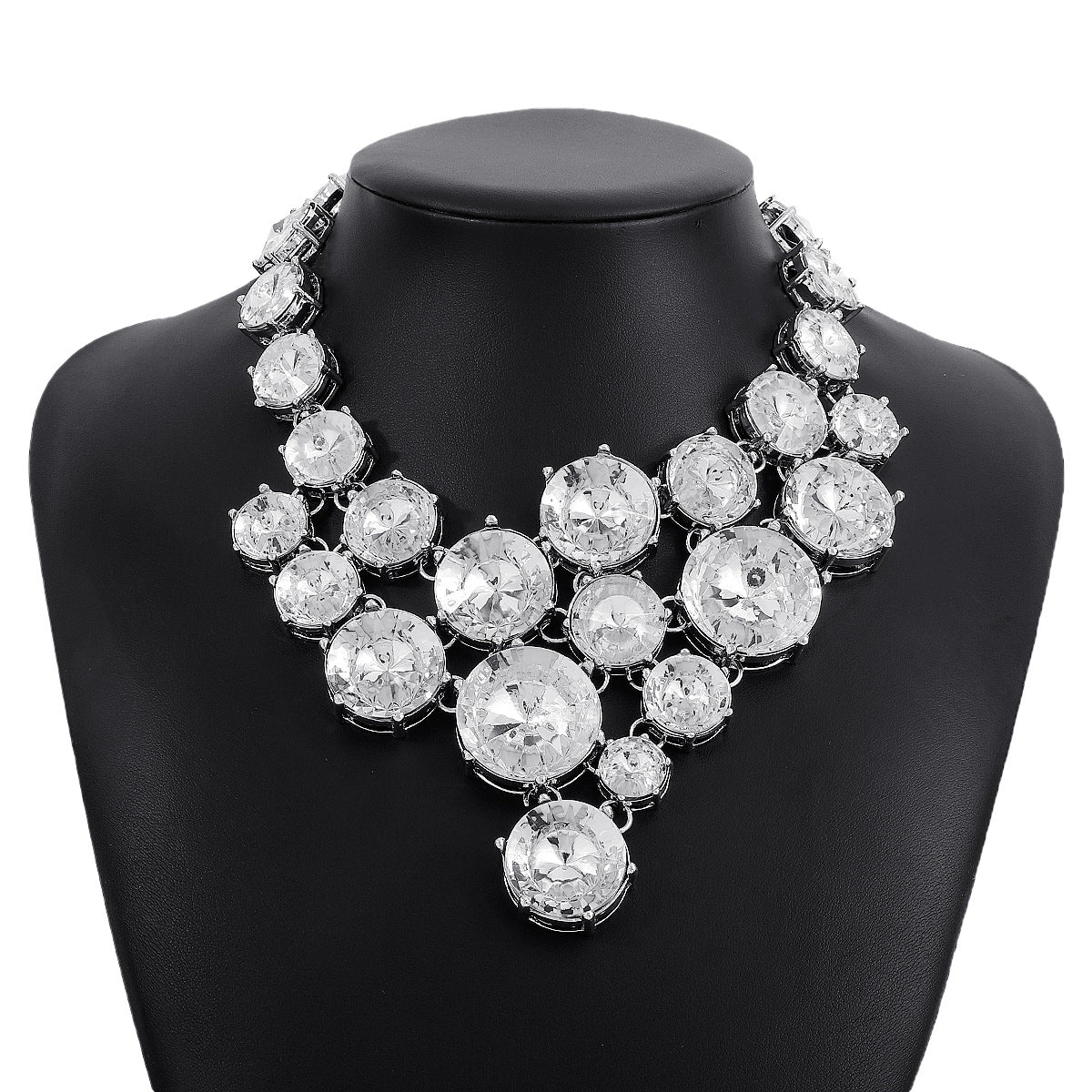 Collar de colgante geométrico de acrílico y aleación con acabado chapado, dulce y atrevido, para mujer
