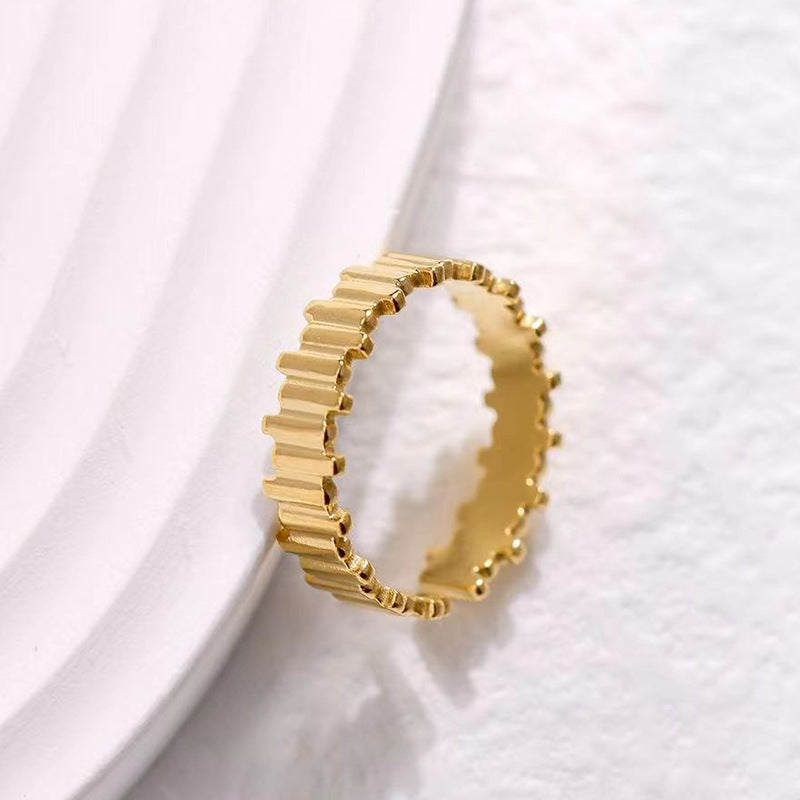 Minimalist Geometric Stainless Steel Open Ring for Women with Plated Finish Cold-Tone Fashion Ring