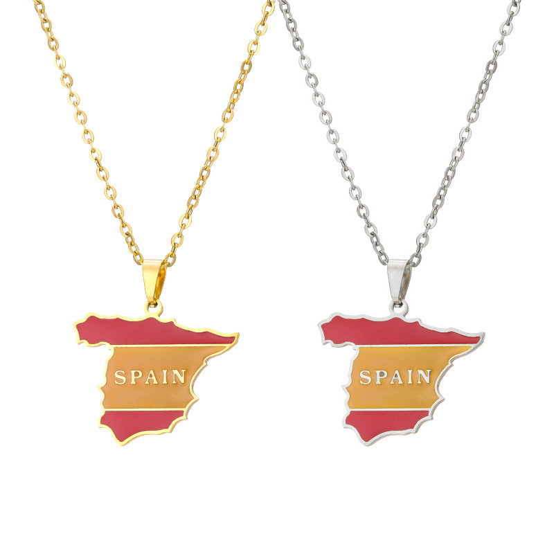 Collana pendente geometrica di ispirazione etnica in acciaio inossidabile con finitura placcata per uomo e donna