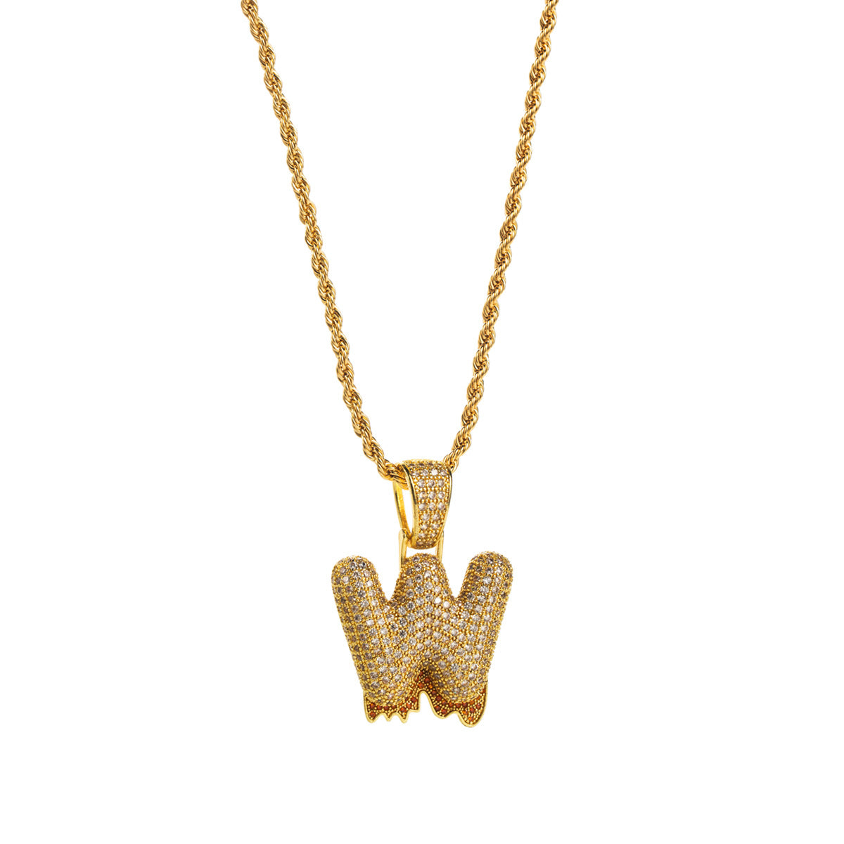 Collana con ciondolo a lettera "Sweet-Edgy" da donna in ottone con intarsio in zirconi cubici su catena a clavicola