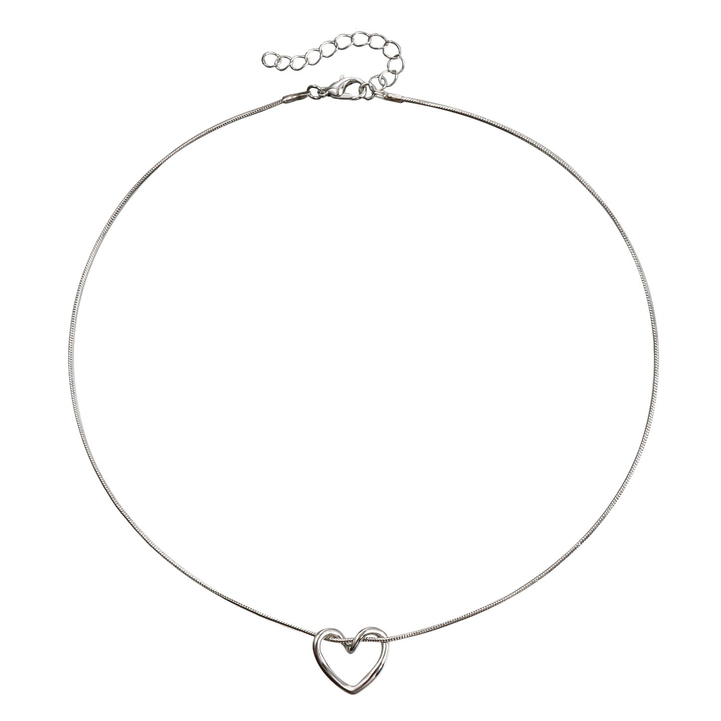 Minimalist Hollow Heart Pendant Necklace in Alloy with Plated Finish on Snake Chain for Women