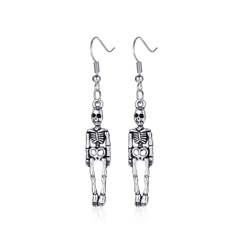 Pendientes de aleación con diseño de calabaza y calavera, estilo punk, chapados en oro, para mujer, temáticos de Halloween