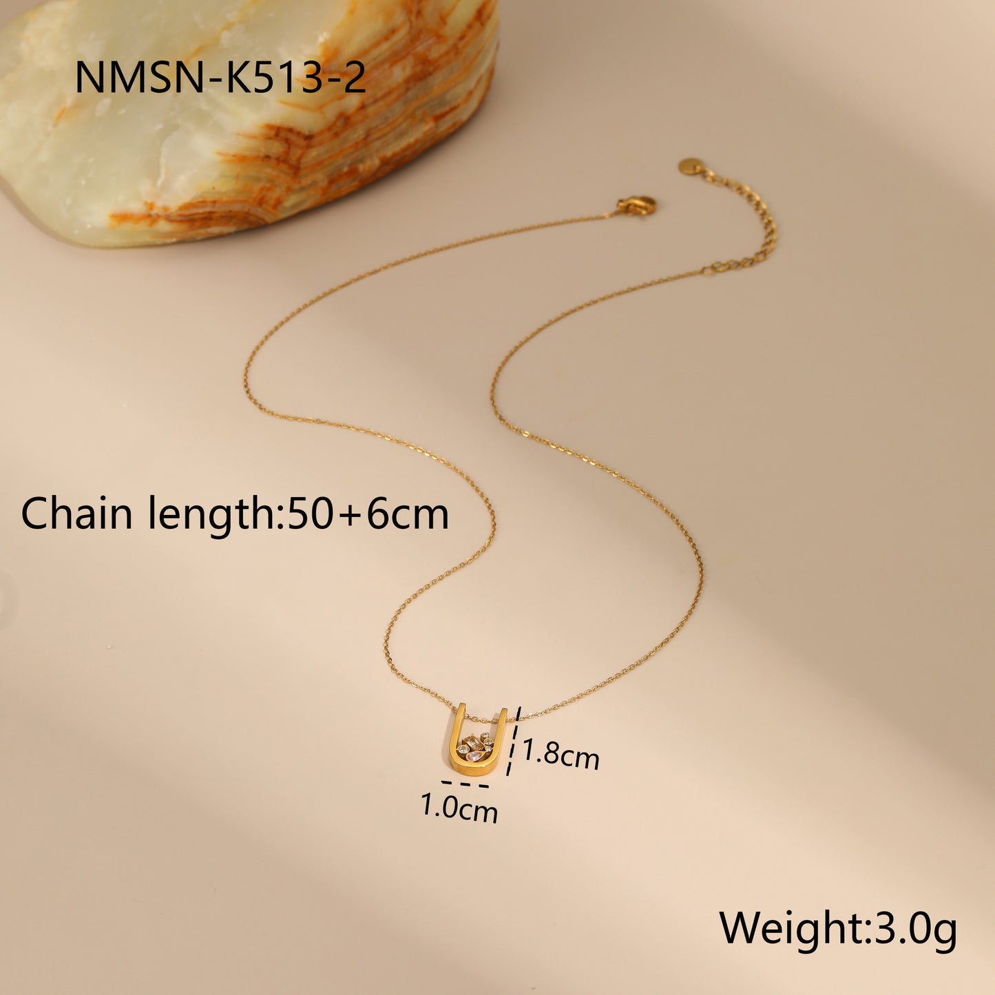 Set di collana geometrica in acciaio inossidabile con placcatura in oro 18 carati e inserti in zircone, da donna