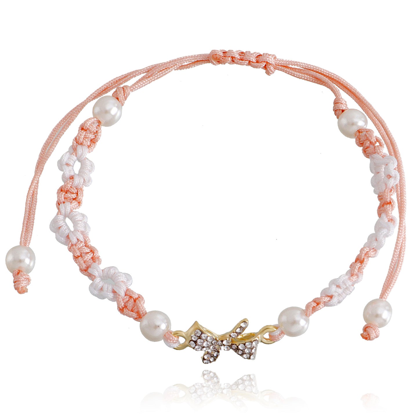Minimalist Braided Flower Adjustable Colorful Cord Bracelet with Geometric Heart Design Alloy Plated Hand Jewelry