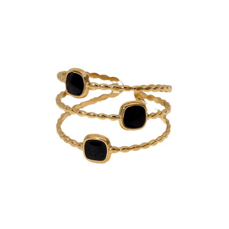 Minimalist Geometric Stainless Steel Open Ring with 18K Gold Plating for Women
