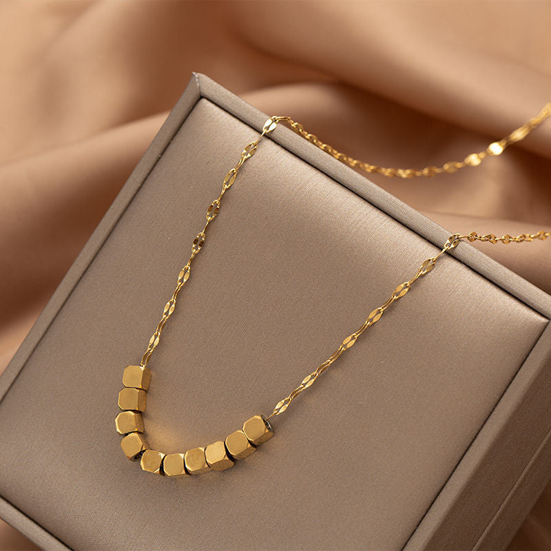 Geometric Titanium Steel Plated Lips Necklace for Women with Adjustable Length and Minimalist Aesthetic