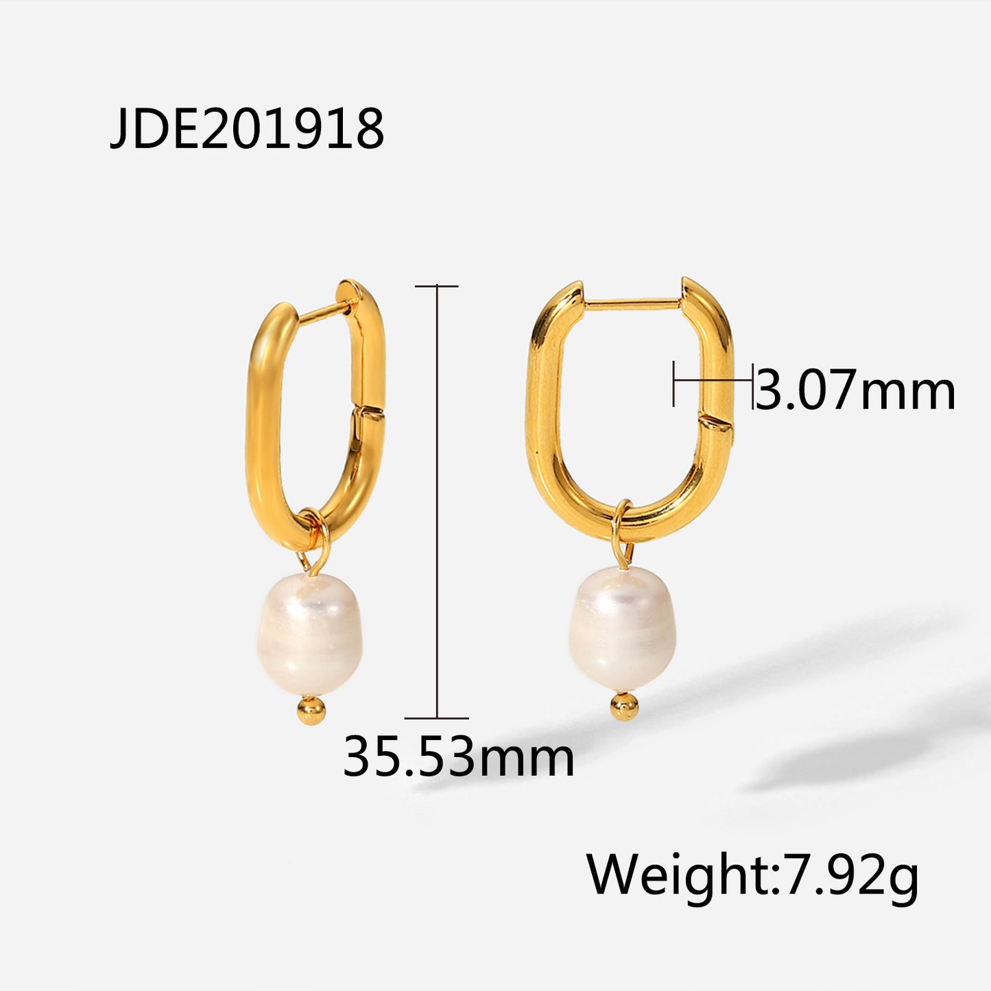 Minimalist Fashion Stainless Steel Hoop Earrings with Round Freshwater Pearl Pendant for Women