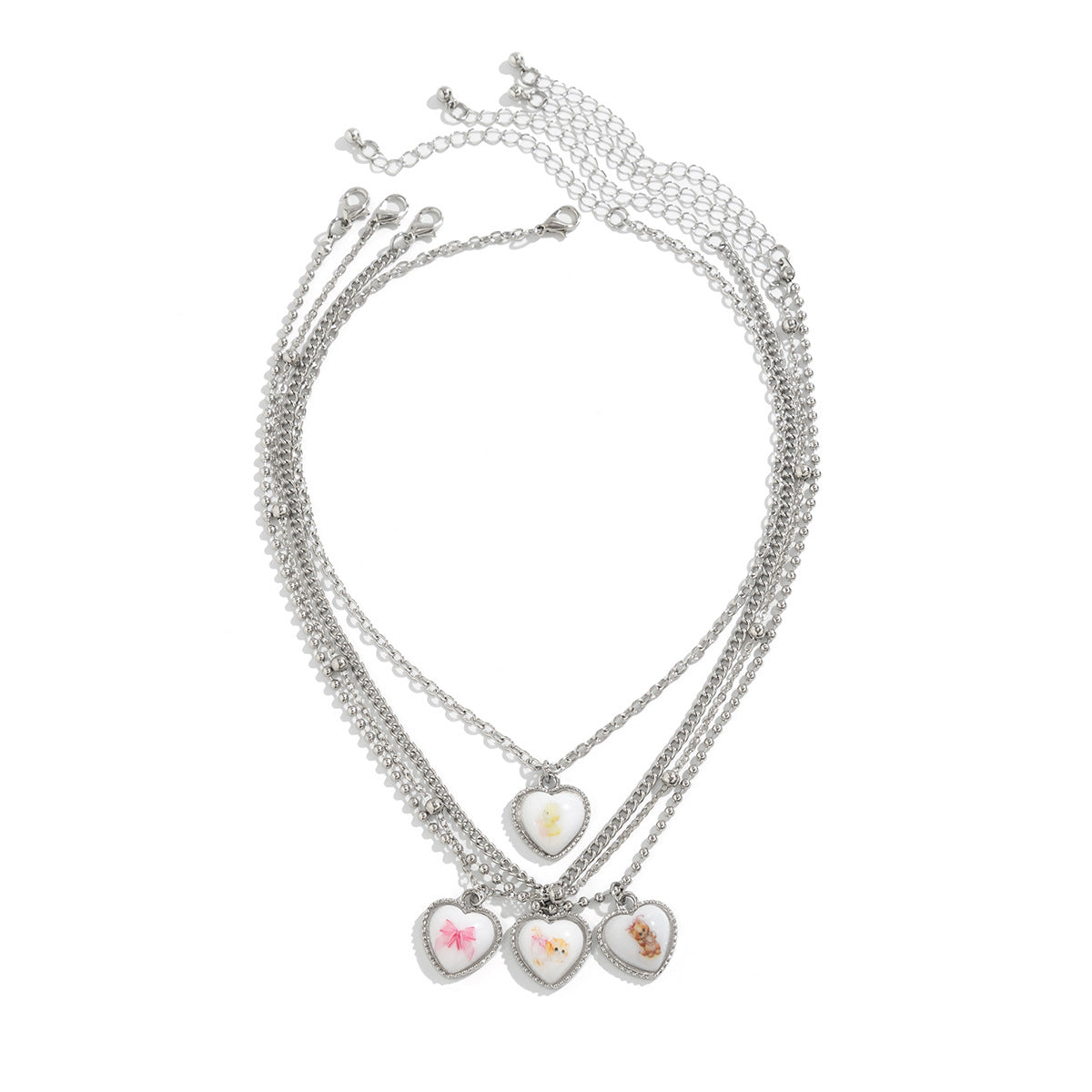 Casual Heart Animal Acrylic Alloy Plated Necklace with Curb Chain for Women