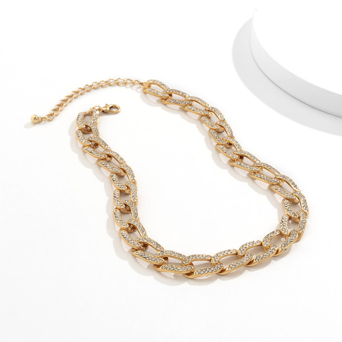Minimalist Punk Geometric Rhinestone Alloy Plated Necklace for Women