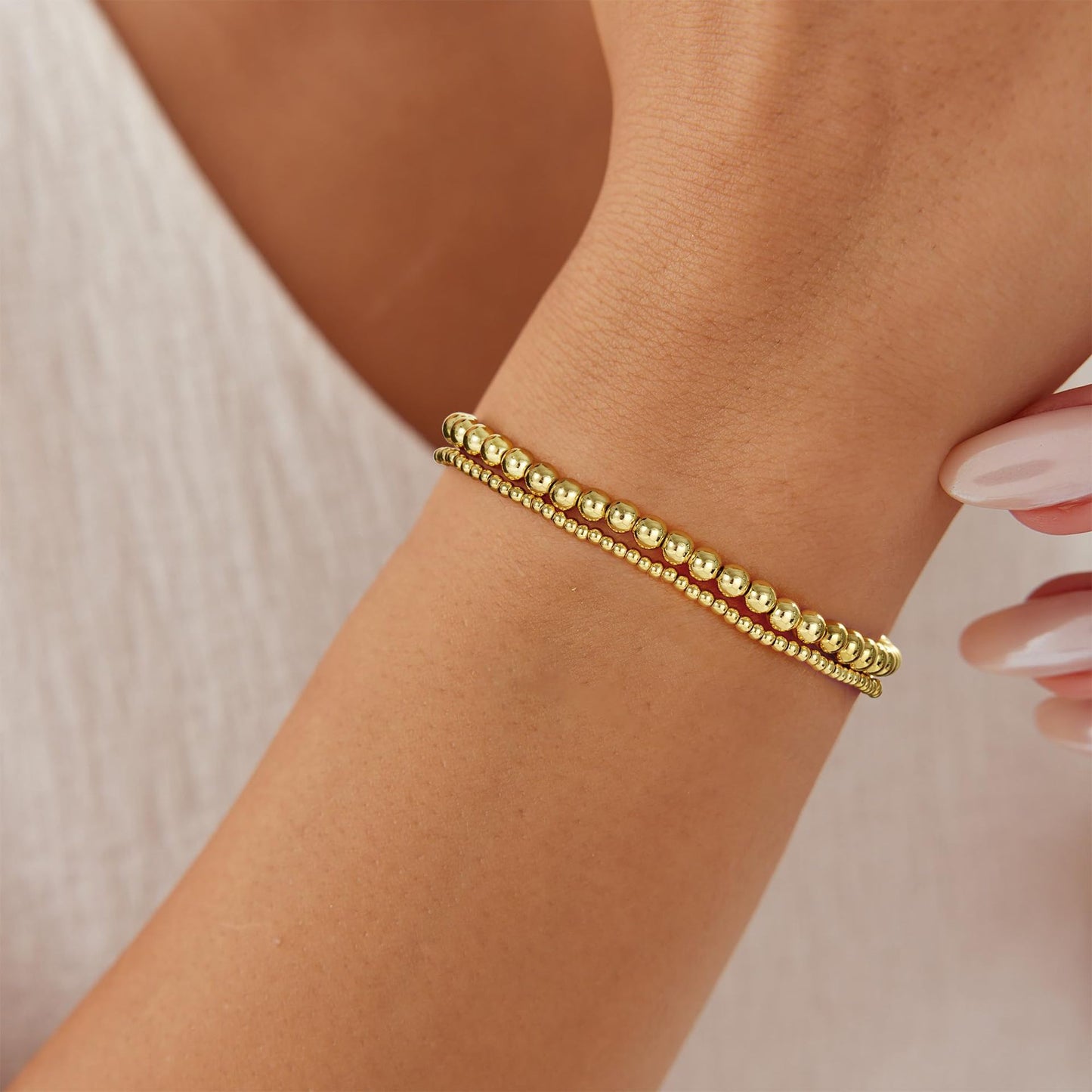 Elegant Geometric Round Hematite Gold Plated Brass Stainless Steel Bracelet Set for Women