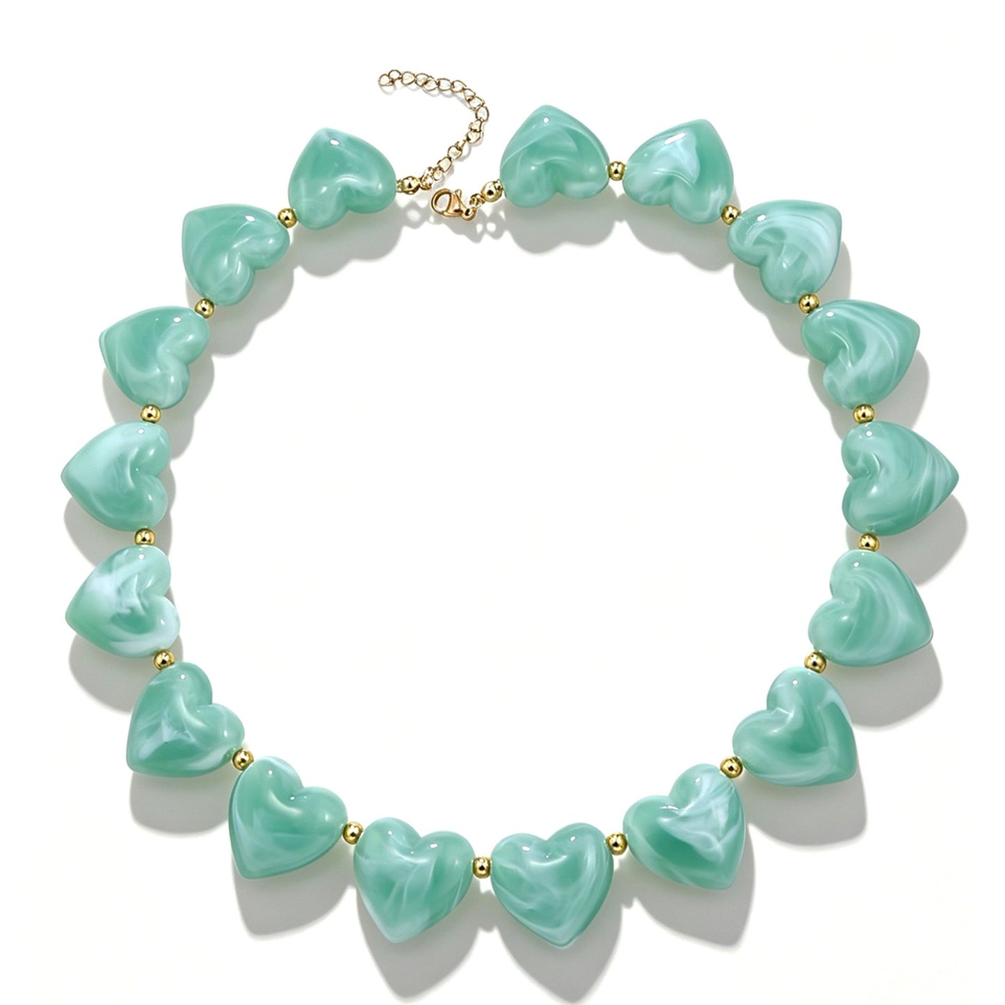 Bohemian Casual Heart Resin Pendant Necklace for Women