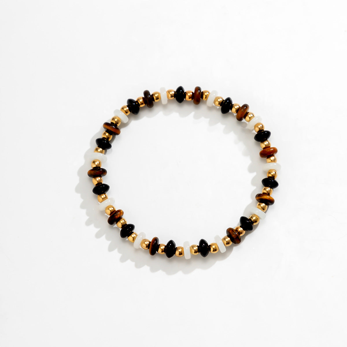 Collana Minimalista Geometrica da Donna in Perline di Vetro con Finitura Galvanizzata e Pendente in Pietre Preziose Miste