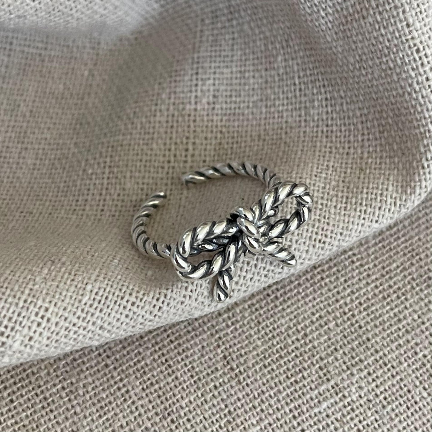 Anello Vintage Dolce in Argento Sterling 925 con Fiocco a Cuore