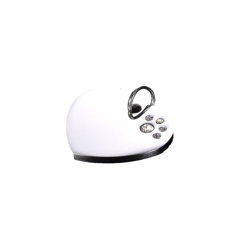 Ciondolo Cuore in Acciaio Inossidabile con Dettaglio Zampa in Strass Collana con Ciondolo Minimalista