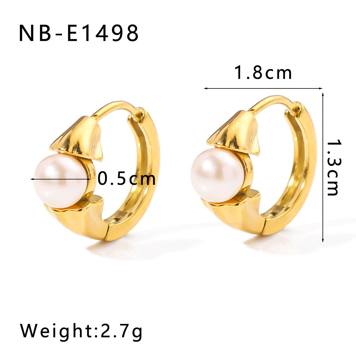Minimalist Stainless Steel 18K Gold Plated Flower-Shaped Hoop Earrings with Rhinestone and Pearl Inlay for Women