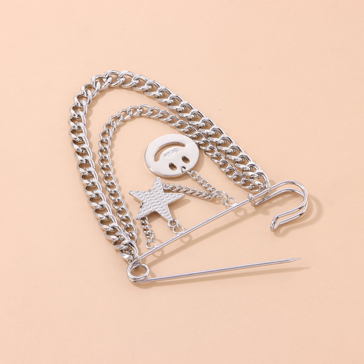 Vintage Luxury Women's Star-Shaped Brooch Alloy Plated Fashion Pin Jewelry