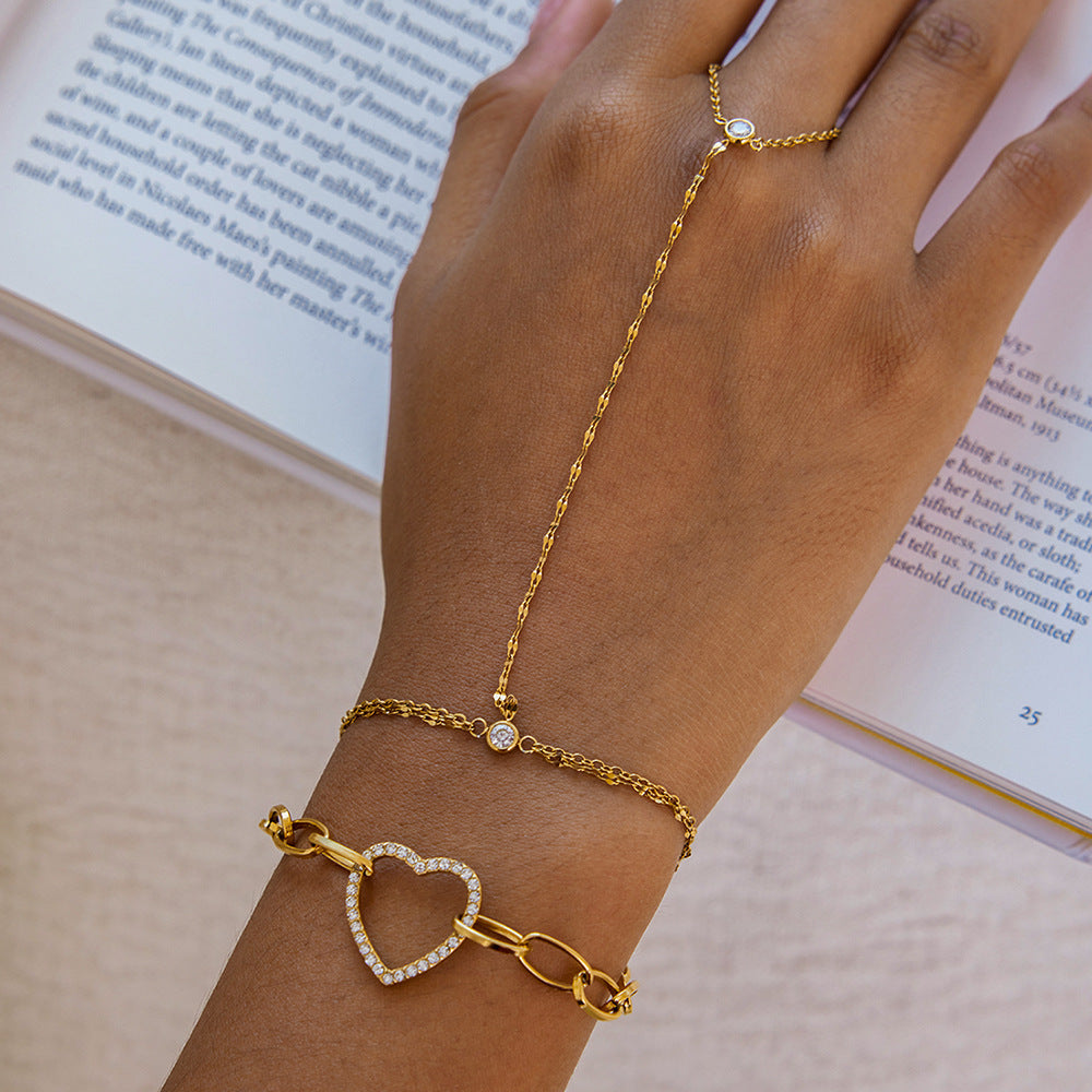 Elegant Heart-Shaped Titanium Steel Bracelet for Women with Plated Finish, Minimalist Geometric Design Fashion Accessory