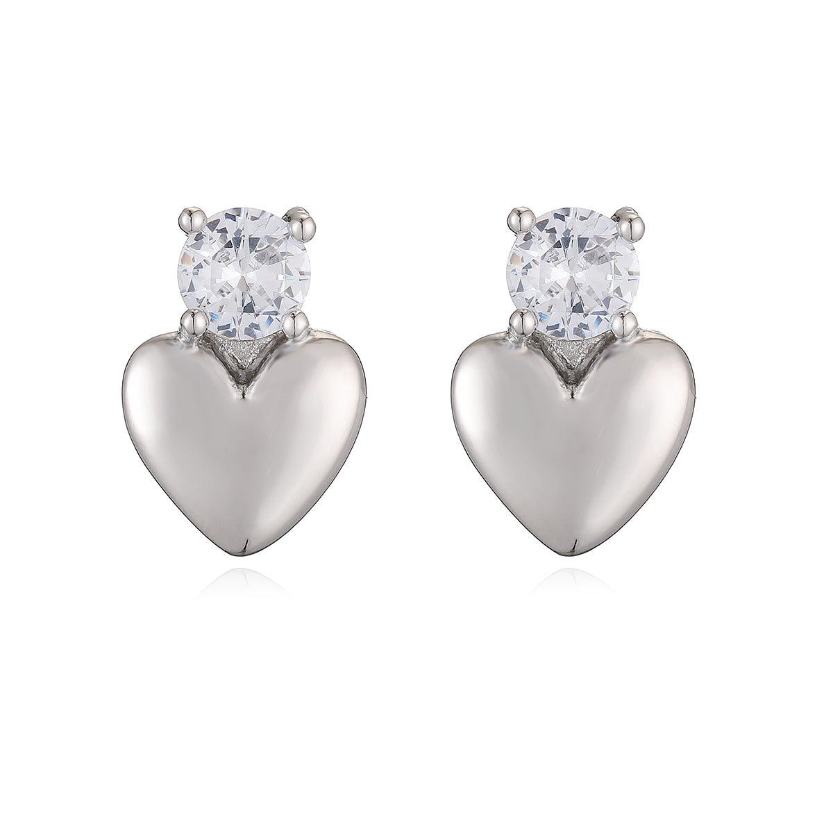 Pendientes de cobre minimalistas con forma de corazón, chapados en oro de 18 quilates y con incrustaciones de circonitas para mujer