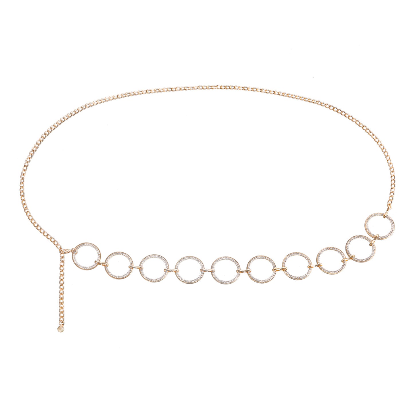 Casual Punk-Style Geometric Micro-Paved Rhinestone Waist Chain for Women