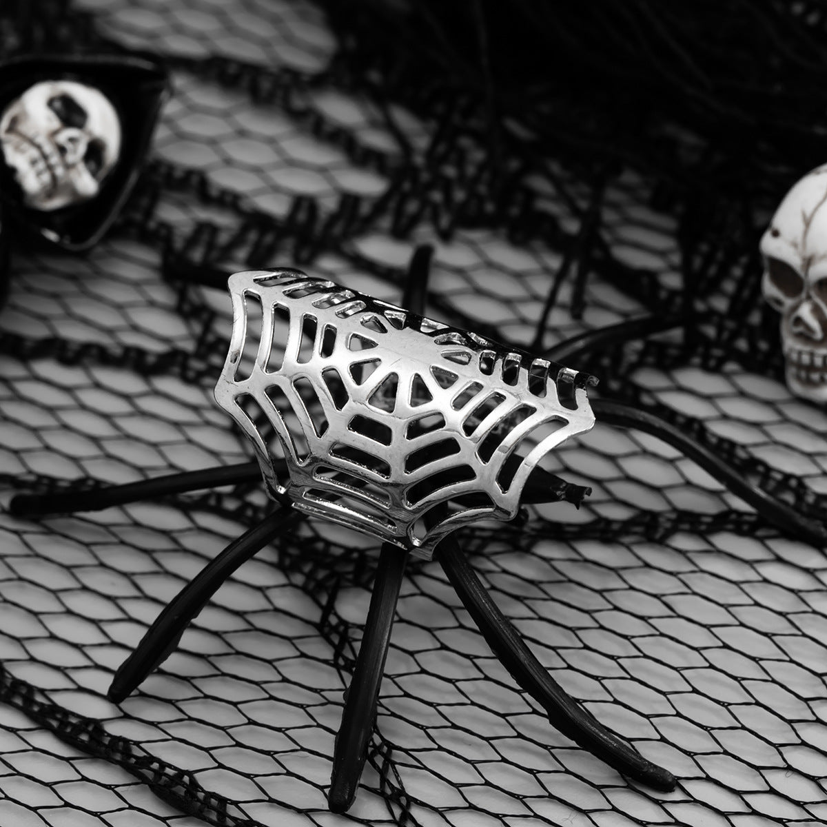 Gothic Sweet Punk Spiderweb Geometric Ear Cuffs for Women with Electroplated Metal Finish
