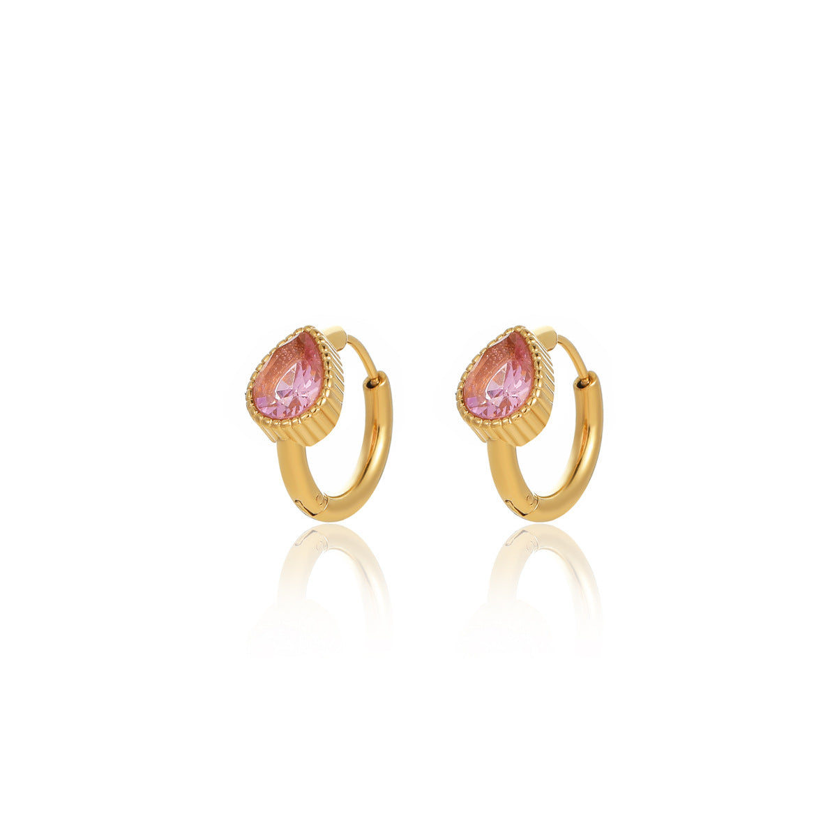 Pendientes de acero inoxidable con forma de lágrima de estilo vintage para mujer, con incrustaciones de diamantes de imitación, hipoalergénicos y resistentes a la decoloración