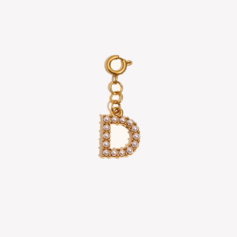 Barretta con Ciondolo a Lettera o Numero in Acciaio Inossidabile Placcato Oro 18K Minimalista da Donna