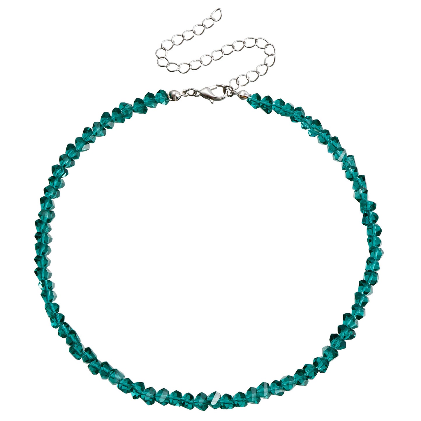 Collar de cuentas de cristal negro estilo geométrico para mujer con acabado chapado y diseño de cadena para clavícula