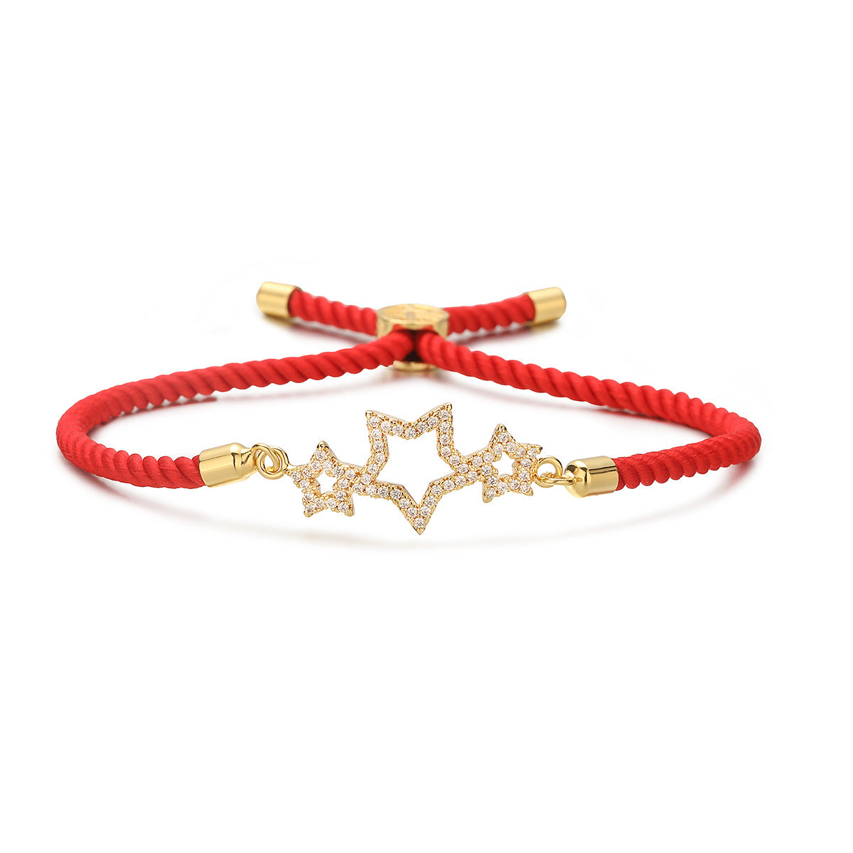 Minimalist Elegant 18K Gold Plated Brass Geometric Star Cubic Zirconia Inlay Bracelet for Women