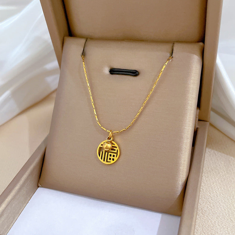 Collar Minimalista de Acero de Titanio Geométrico con Dije de Acero Inoxidable 304 Bañado para Unisex