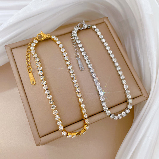 Minimalist Vintage Constellation Water Ripple Titanium Steel Bracelet with Cubic Zirconia for Women