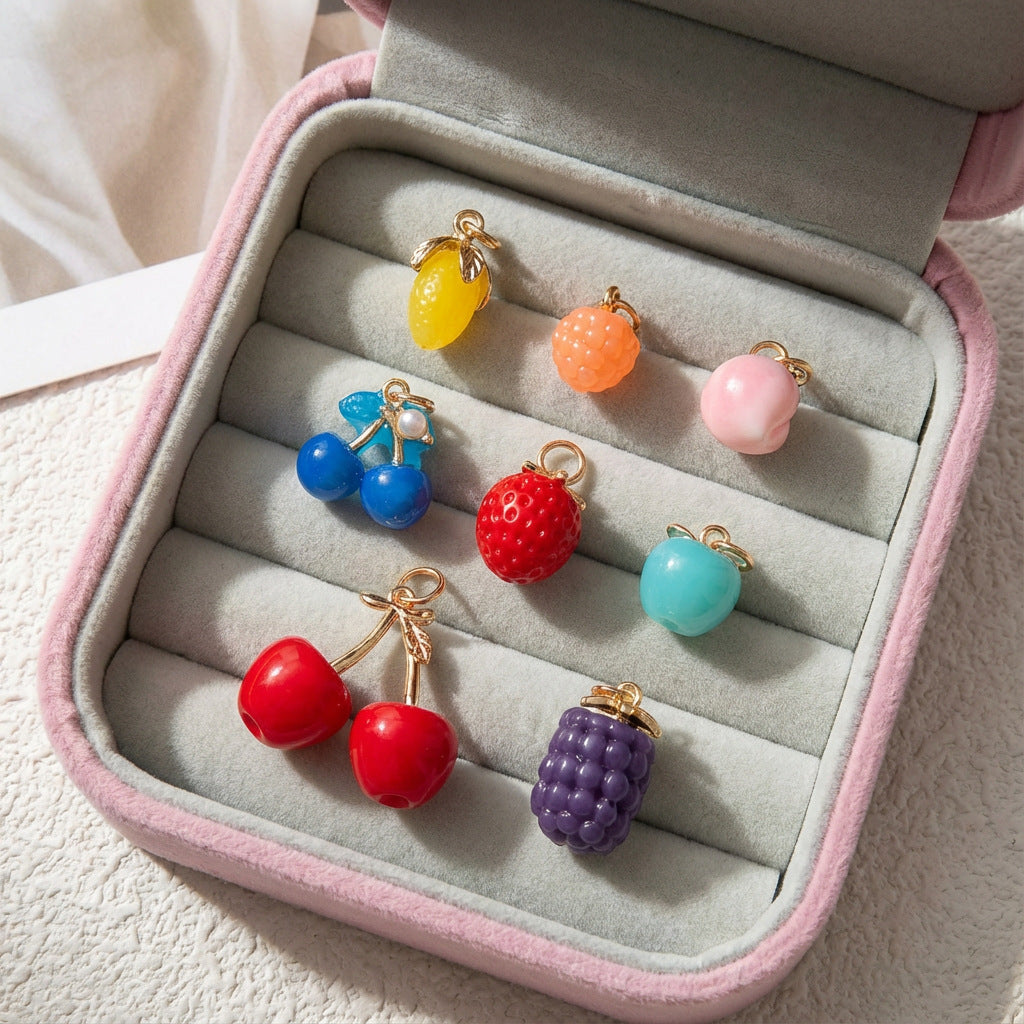 Sweet Fruit Charm Bar Titanium Steel Plated Necklace for Women