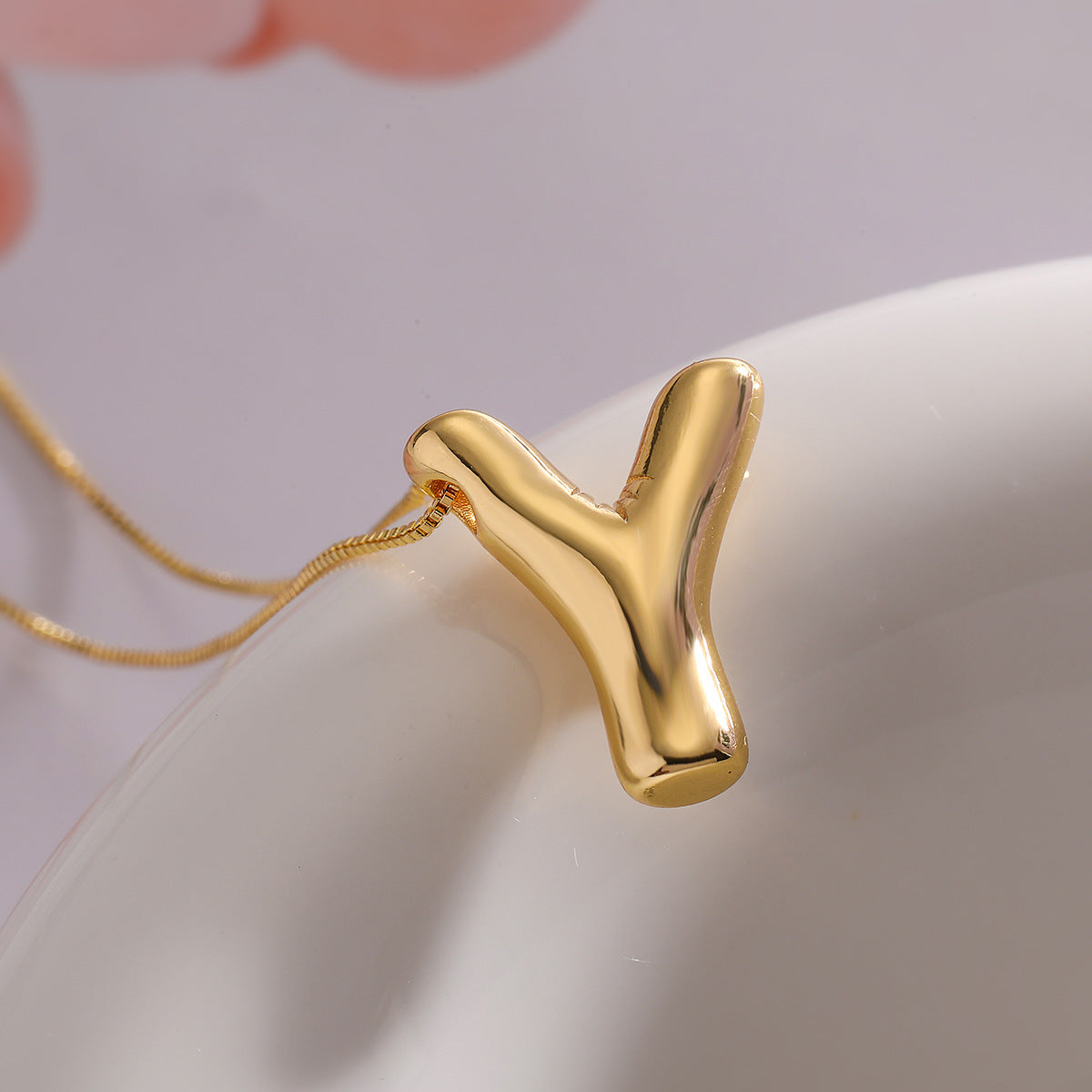 Minimalist Irregular Geometric Letter Balloon Pendant Necklace for Women