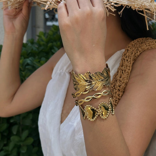 Bracciale da polso largo con cuore irregolare geometrico placcato in acciaio inossidabile Punk