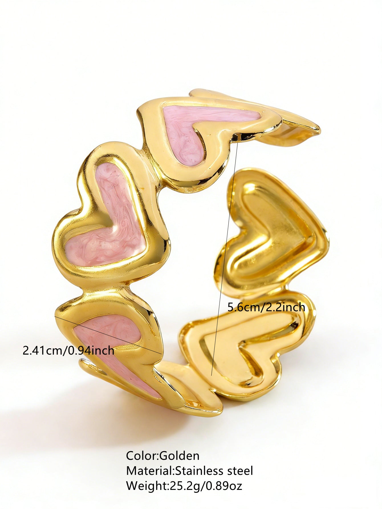 Elegante Pulsera Abierta de Lujo Floral con Esmalte de Aceite de Acero Inoxidable y Titanio con Cereza