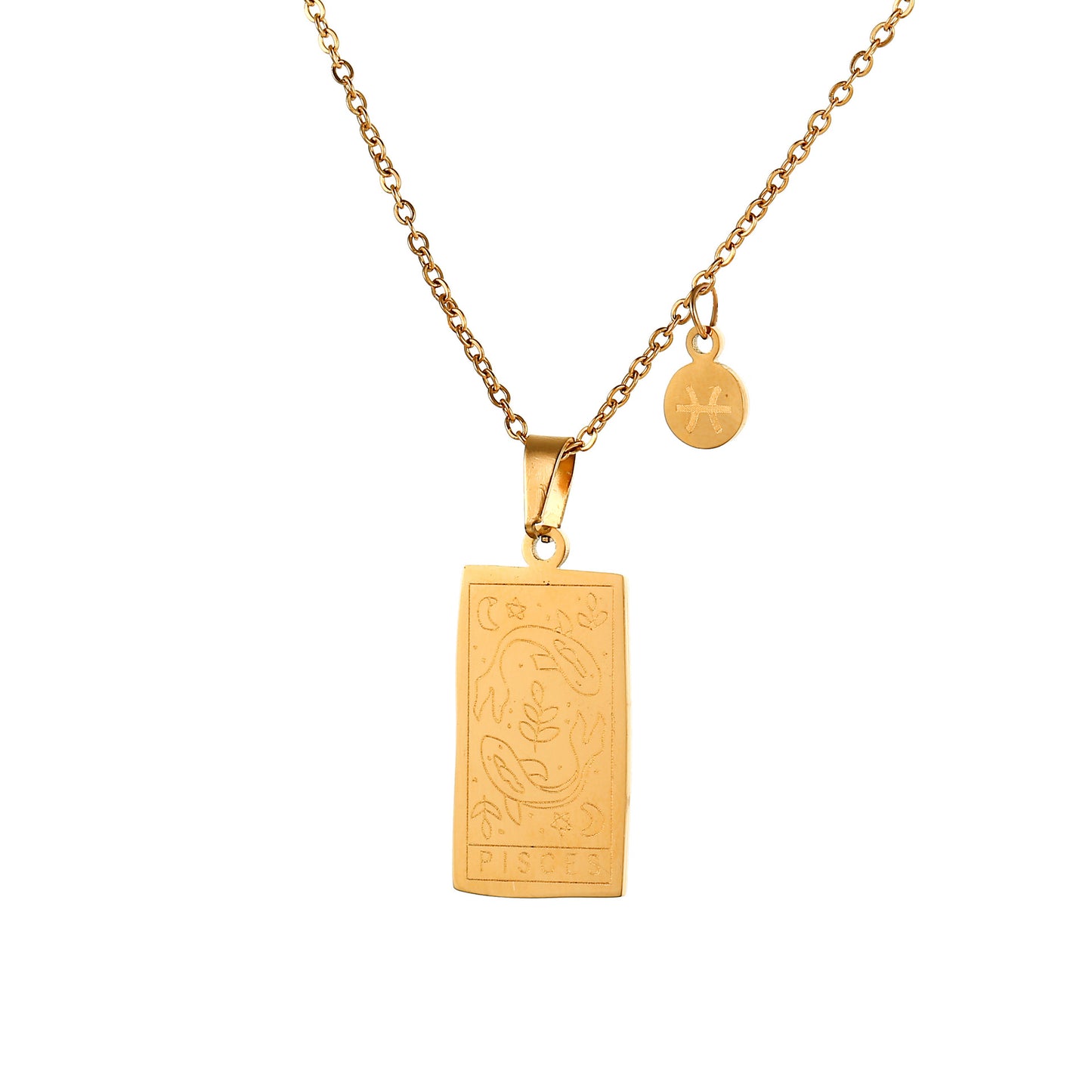 Vintage Geometric Square Titanium Steel Necklace with Alloy Pendant on Ball Chain