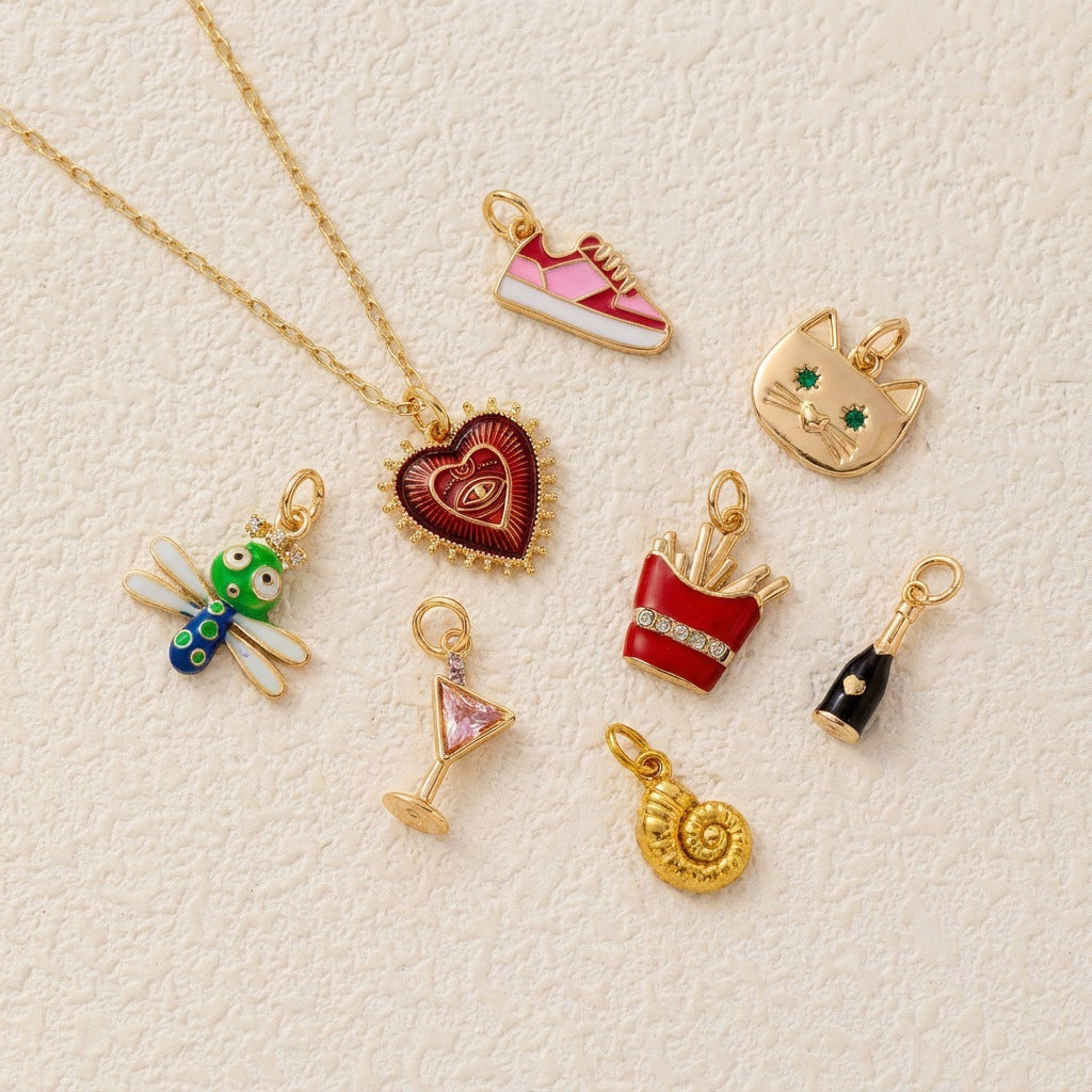 Vintage Heart Brass Plated Charm Bar