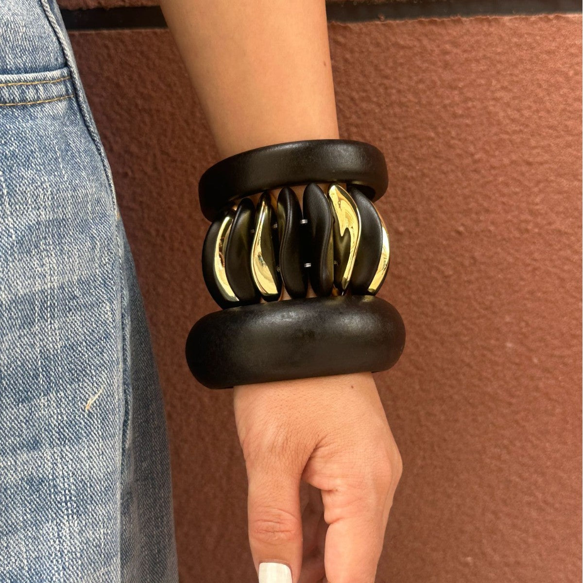 Vintage Oval Geometric Polished Acrylic Bracelet for Women