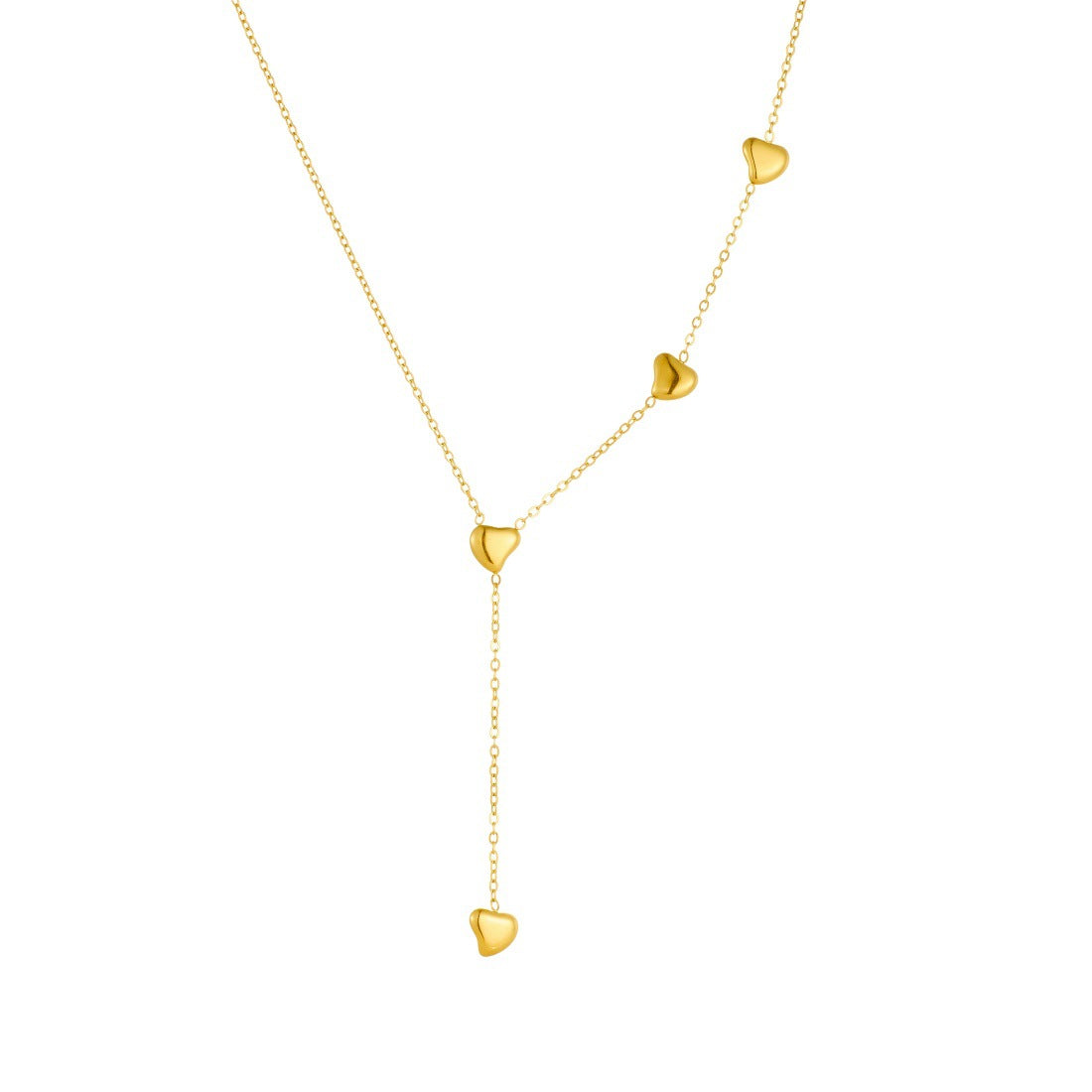 Minimalist Gold Plated Heart Stainless Steel Necklace with Tassel Chain for Women