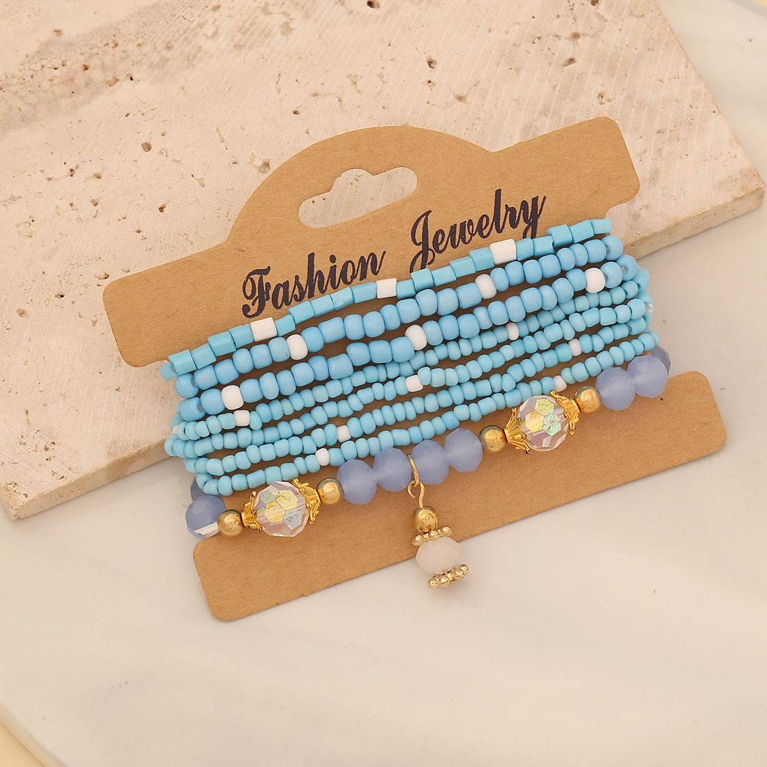 Bohemian Beaded Bracelet with Teardrop-Shaped Glass Beads for Women Handmade Fashion Jewelry