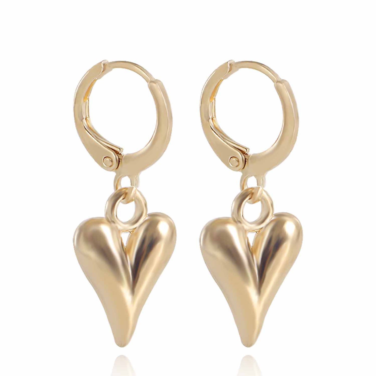 Pendientes minimalistas de aleación con baño de oro, esmaltados con diseño de flor geométrica para mujer