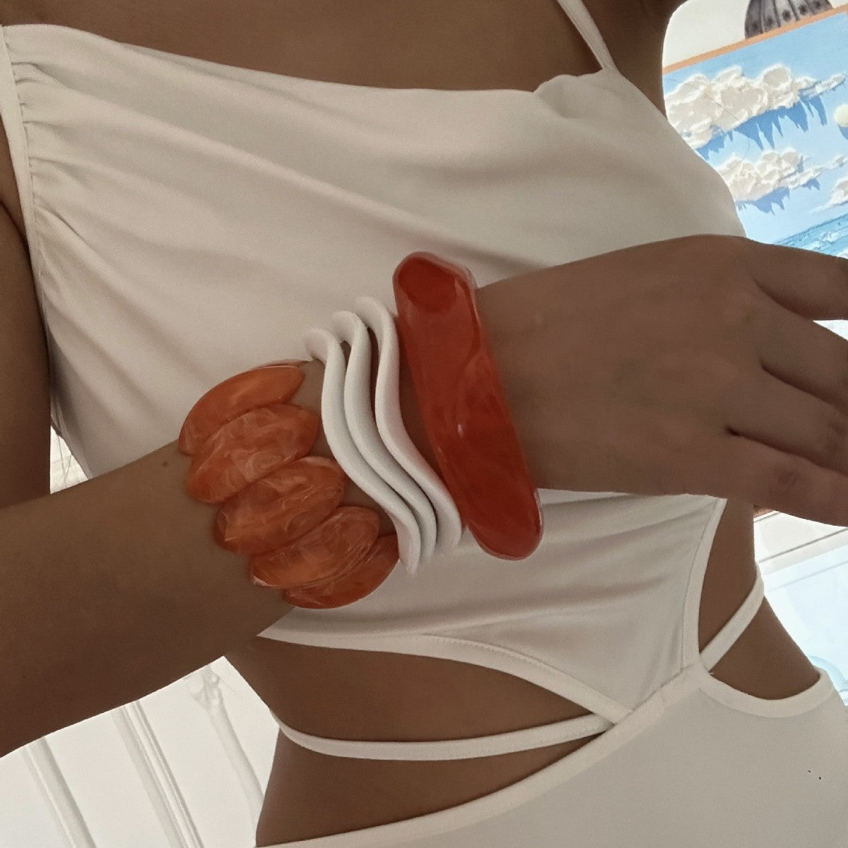 Casual Luxury Geometric Gradient Resin Drip Oil Bracelet