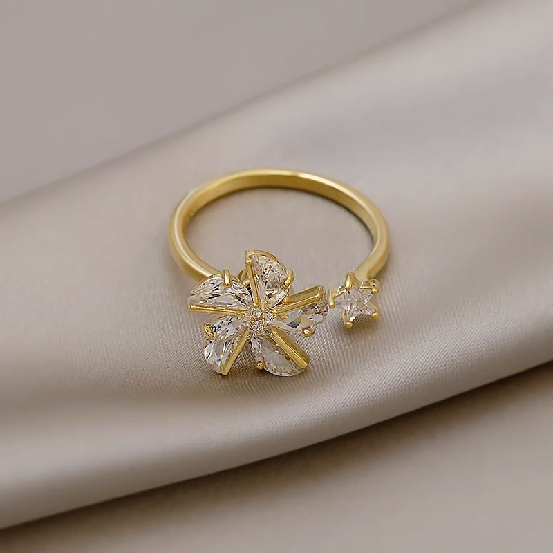 Rotatable Windmill Ring for Women with Copper Base and Electroplated Finish Minimalist Open Band Finger Ring