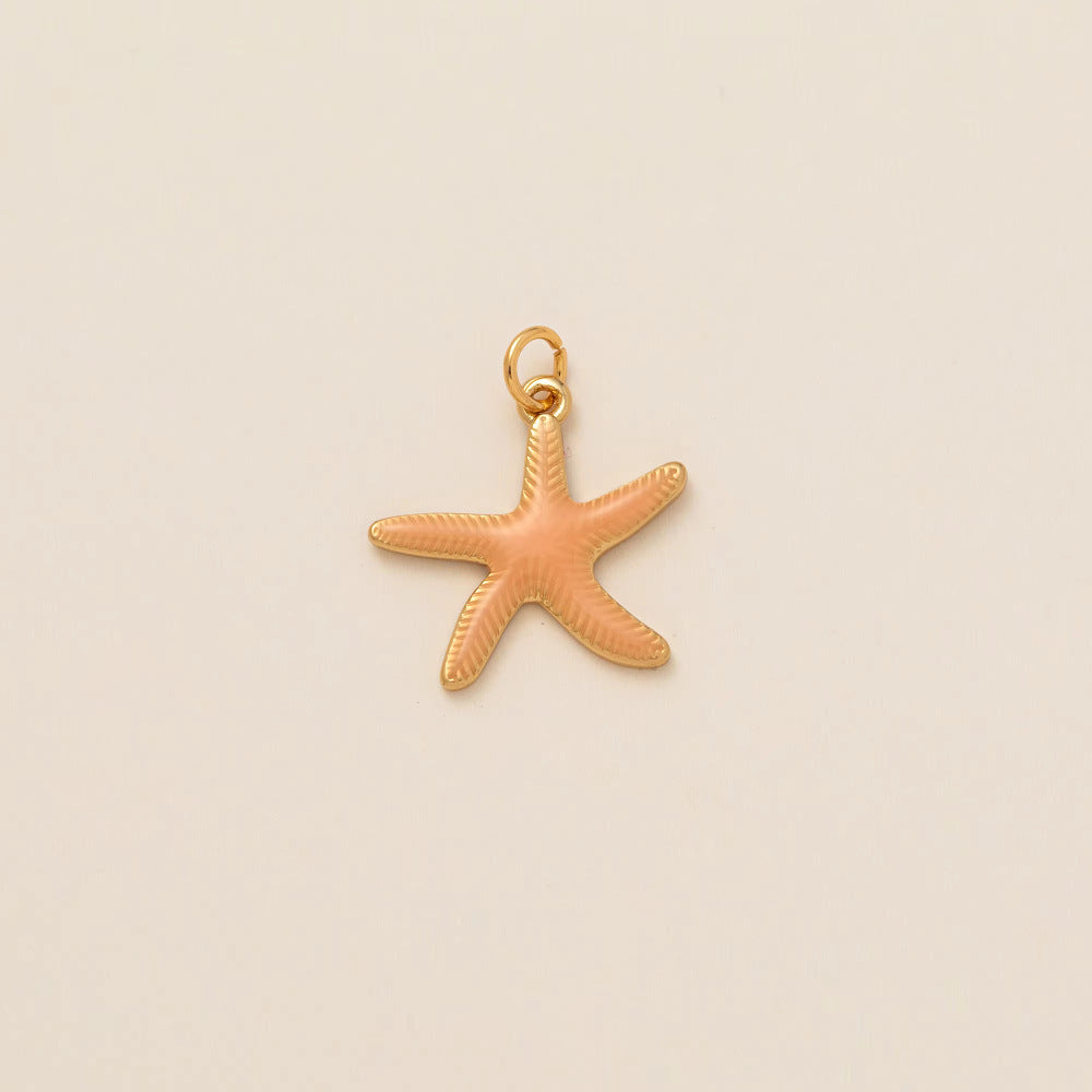Luxury Casual Geometric Animal Brass Plated Pendant Necklace with Fish Starfish Shell Corn Chain for Unisex